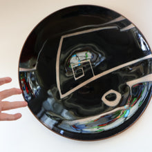 Load image into Gallery viewer, ARRAN INTEREST. Very Large Abstract Enamel Copper Dish by Ann Robin Banks (1931 - 2007). 15 1/2 inches
