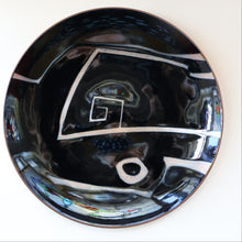 Load image into Gallery viewer, ARRAN INTEREST. Very Large Abstract Enamel Copper Dish by Ann Robin Banks (1931 - 2007). 15 1/2 inches

