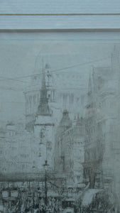 SCOTTISH ART. William Walcot (1874 - 1943). Signed Drypoint Etching. Ludgate Hill, London (1915)