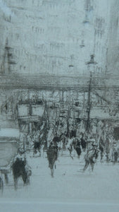 SCOTTISH ART. William Walcot (1874 - 1943). Signed Drypoint Etching. Ludgate Hill, London (1915)