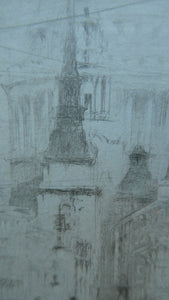 SCOTTISH ART. William Walcot (1874 - 1943). Signed Drypoint Etching. Ludgate Hill, London (1915)