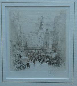 SCOTTISH ART. William Walcot (1874 - 1943). Signed Drypoint Etching. Ludgate Hill, London (1915)
