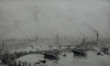 Load image into Gallery viewer, ORIGINAL ETCHING: William Lionel Wyllie (1851 – 1931)  IMAGINARY W.L. BRIDGE with St Paul&#39;s in the Distance
