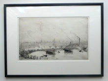 Load image into Gallery viewer, ORIGINAL ETCHING: William Lionel Wyllie (1851 – 1931)  IMAGINARY W.L. BRIDGE with St Paul&#39;s in the Distance
