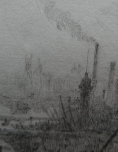 ORIGINAL ETCHING: William Lionel Wyllie (1851 – 1931)  IMAGINARY W.L. BRIDGE with St Paul's in the Distance