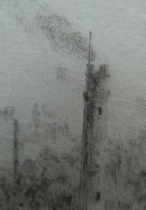 ORIGINAL ETCHING: William Lionel Wyllie (1851 – 1931)  IMAGINARY W.L. BRIDGE with St Paul's in the Distance