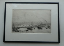 Load image into Gallery viewer, ORIGINAL ETCHING: William Lionel Wyllie (1851 – 1931)  IMAGINARY W.L. BRIDGE with St Paul&#39;s in the Distance
