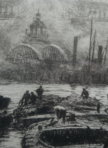 ORIGINAL ETCHING: William Lionel Wyllie (1851 – 1931) NEWCASTLE-UPON-TYNE Pencil Signed