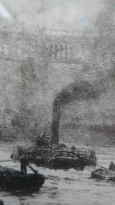 ORIGINAL ETCHING: William Lionel Wyllie (1851 – 1931) NEWCASTLE-UPON-TYNE Pencil Signed