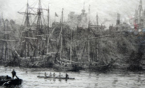 ORIGINAL ETCHING: William Lionel Wyllie (1851 – 1931) NEWCASTLE-UPON-TYNE Pencil Signed