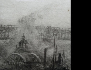 ORIGINAL ETCHING: William Lionel Wyllie (1851 – 1931) NEWCASTLE-UPON-TYNE Pencil Signed