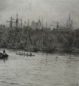 ORIGINAL ETCHING: William Lionel Wyllie (1851 – 1931) NEWCASTLE-UPON-TYNE Pencil Signed