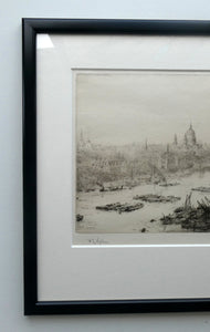 ORIGINAL ETCHING: William Lionel Wyllie (1851 – 1931)  THE CITY OF LONDON with St Paul's in the Distance