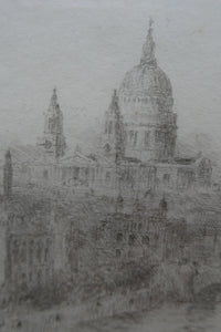 ORIGINAL ETCHING: William Lionel Wyllie (1851 – 1931)  THE CITY OF LONDON with St Paul's in the Distance