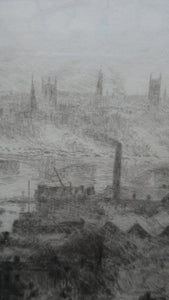 ORIGINAL ETCHING: William Lionel Wyllie (1851 – 1931)  THE CITY OF LONDON with St Paul's in the Distance