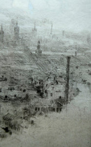ORIGINAL ETCHING: William Lionel Wyllie (1851 – 1931)  THE CITY OF LONDON with St Paul's in the Distance