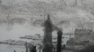 ORIGINAL ETCHING: William Lionel Wyllie (1851 – 1931)  THE CITY OF LONDON with St Paul's in the Distance