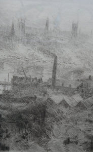 ORIGINAL ETCHING: William Lionel Wyllie (1851 – 1931)  THE CITY OF LONDON with St Paul's in the Distance