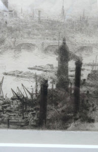 ORIGINAL ETCHING: William Lionel Wyllie (1851 – 1931)  THE CITY OF LONDON with St Paul's in the Distance