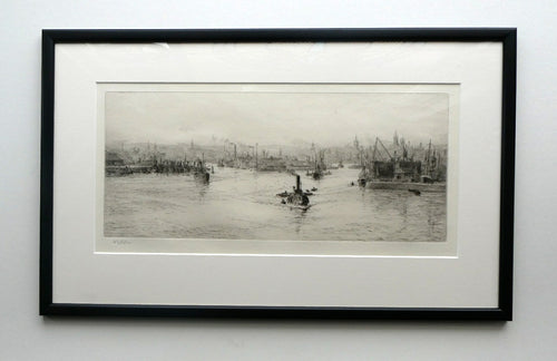 ORIGINAL ETCHING: William Lionel Wyllie (1851 – 1931) LEITH HARBOUR, Edinburgh. Pencil Signed