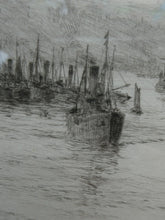 Load image into Gallery viewer, ORIGINAL ETCHING: William Lionel Wyllie (1851 – 1931) LEITH HARBOUR, Edinburgh. Pencil Signed
