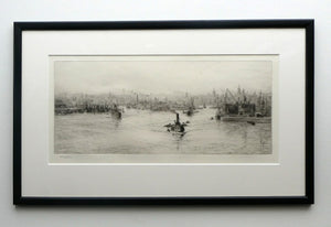 ORIGINAL ETCHING: William Lionel Wyllie (1851 – 1931) LEITH HARBOUR, Edinburgh. Pencil Signed