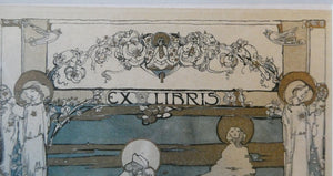 SCOTTISH ART. JESSIE M. KING. Original Bookplate / Lithograph for Fred JM Christie (c 1906)