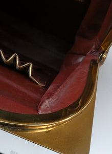Vintage 1930s ART DECO Hornback Crocodile with Brass Enamel Metal Frame and Fancy Brass Clasp