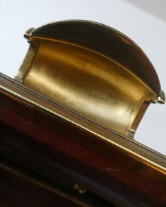 Vintage 1930s ART DECO Hornback Crocodile with Brass Enamel Metal Frame and Fancy Brass Clasp