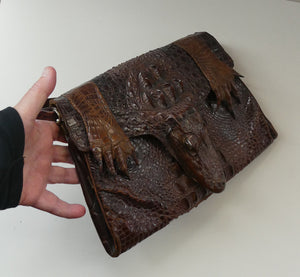 1940s / 1950s Vintage Genuine Hornback Alligator Handbag with Head and Legs