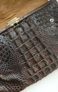 1940s / 1950s Vintage Genuine Hornback Alligator Handbag with Head and Legs