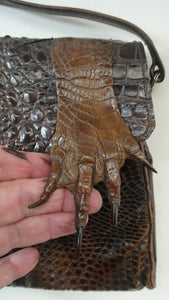 1940s / 1950s Vintage Genuine Hornback Alligator Handbag with Head and Legs