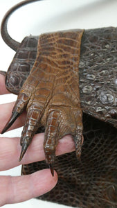 1940s / 1950s Vintage Genuine Hornback Alligator Handbag with Head and Legs