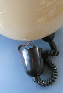 1970s GUZZINI Era Pendant Hanging RISE and FALL Light Shade with Chrome Cap and Handle