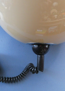 1970s GUZZINI Era Pendant Hanging RISE and FALL Light Shade with Chrome Cap and Handle