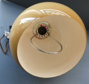 1970s GUZZINI Era Pendant Hanging RISE and FALL Light Shade with Chrome Cap and Handle