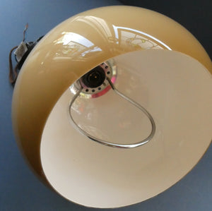 1970s GUZZINI Era Pendant Hanging RISE and FALL Light Shade with Chrome Cap and Handle