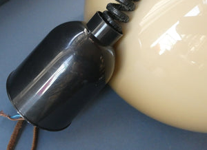 1970s GUZZINI Era Pendant Hanging RISE and FALL Light Shade with Chrome Cap and Handle