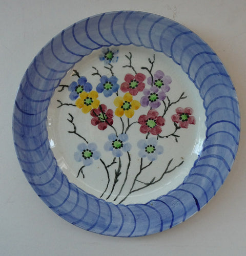 SCOTTISH POTTERY. Scottish Lady Decorator / Painter. 1930s Hand-Painted Plate. 8 3/4 inches Mak Merry Style
