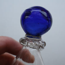 Load image into Gallery viewer, RARE GEORGIAN GLASS Bird Feeder with Bristol Blue Knop Finial; 1830s 
