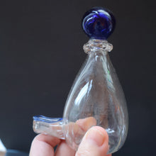 Load image into Gallery viewer, RARE GEORGIAN GLASS Bird Feeder with Bristol Blue Knop Finial; 1830s 
