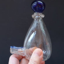Load image into Gallery viewer, RARE GEORGIAN GLASS Bird Feeder with Bristol Blue Knop Finial; 1830s 
