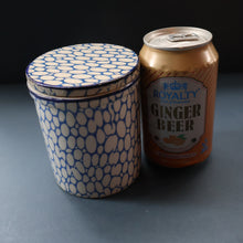 Load image into Gallery viewer, Highly Collectable 1930s Mailing Pottery Blue COBBLESTONE Lidded Spice Jar: SPICE
