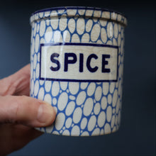 Load image into Gallery viewer, Highly Collectable 1930s Mailing Pottery Blue COBBLESTONE Lidded Spice Jar: SPICE
