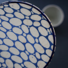 Load image into Gallery viewer, Highly Collectable 1930s Mailing Pottery Blue COBBLESTONE Lidded Spice Jar: PEPPER
