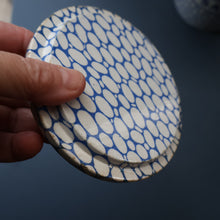 Load image into Gallery viewer, Highly Collectable 1930s Mailing Pottery Blue COBBLESTONE Lidded Storage Canister: SAGO
