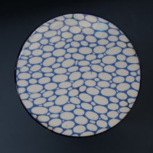 Load image into Gallery viewer, Highly Collectable 1930s Mailing Pottery Blue COBBLESTONE Lidded Storage Canister: PEAS
