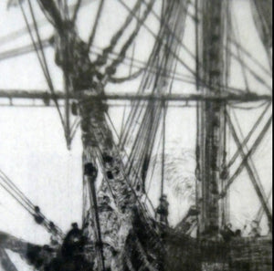 William Lionel Wyllie (1851 – 1931) HMS Victory in Portsmouth Dockyard. Pencil Signed Etching