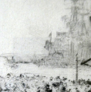 William Lionel Wyllie (1851 – 1931) HMS Victory in Portsmouth Dockyard. Pencil Signed Etching