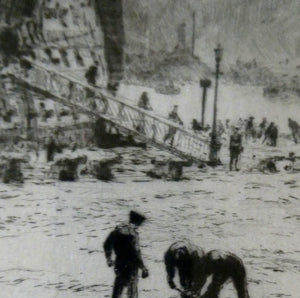 William Lionel Wyllie (1851 – 1931) HMS Victory in Portsmouth Dockyard. Pencil Signed Etching